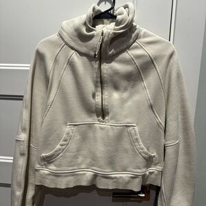 Lululemon Women's Cream Half-Zip Scooba with hood size m/l